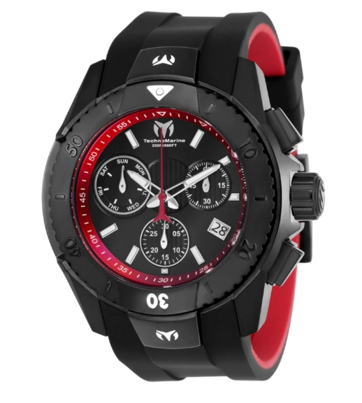 TechnoMarine UF6 Swiss Ronda Z60 Caliber Men's Watch - 48mm, Black, Red
