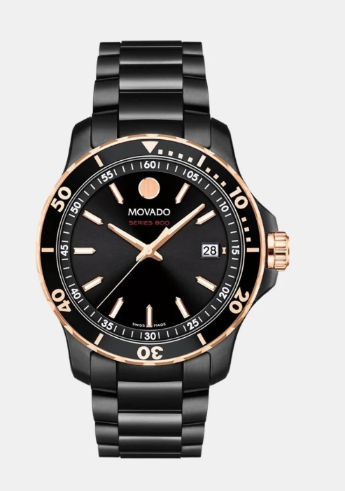 Movado Series 800 Quartz Black Dial Men's Watch