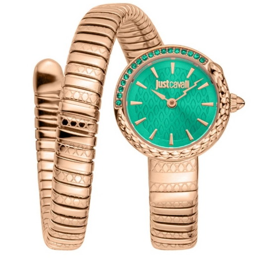 Just Cavalli Snake Quartz Green Dial Women's Watch