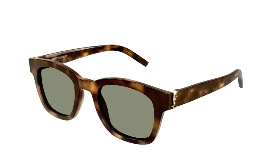 Saint Laurent  Green Square Unisex Sunglasses