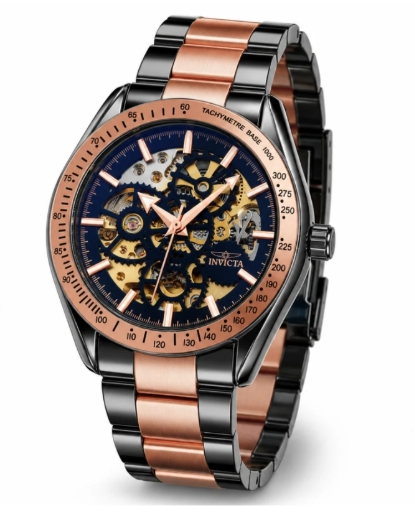 Invicta Objet D Art Excelsior Automatic Men's Watch w/ Skeleton Dial - 43mm, Black, Rose Gold