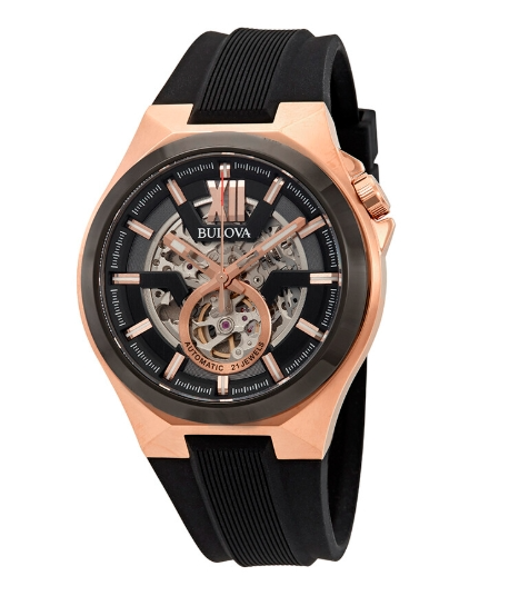 Bulova Classic Automatic Black Dial Black Silicone Men's Watch