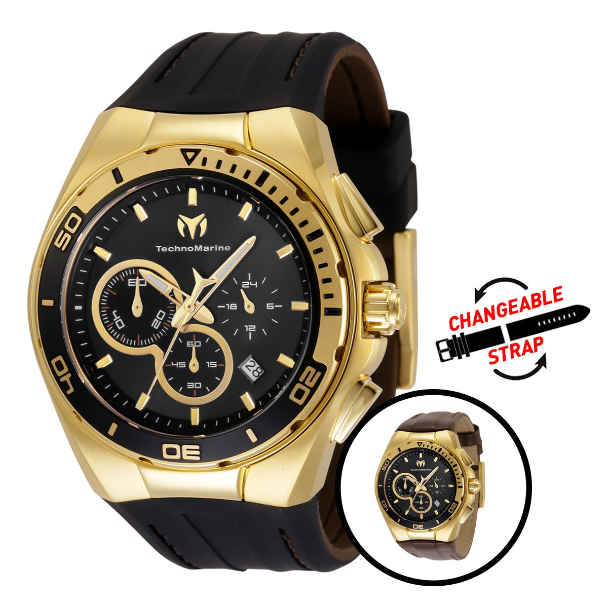 TechnoMarine Cruise Steel Men's Watch - Brown, Black with Interchangeable Strap